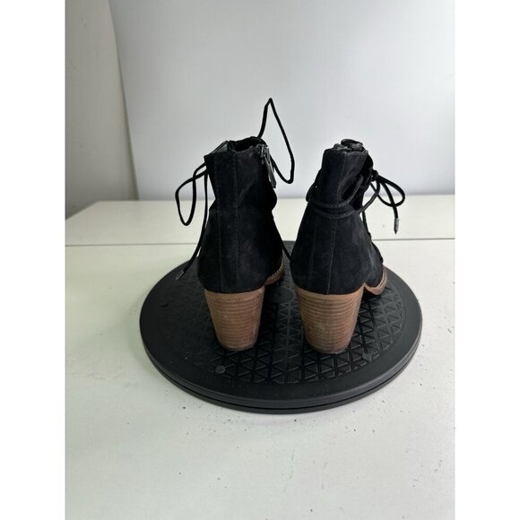 Sam Edelman Women 8.5M Millard Black Suede Lace Up/Suede Zip Ankle Booties - Picture 5 of 11